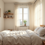 Chambre chaleureuse avec lit et lumière naturelle