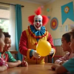 Clown joyeux façonnant des ballons pour enfants