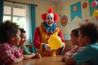 Clown joyeux façonnant des ballons pour enfants