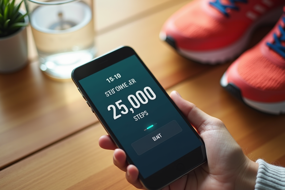 Application de compteur de pas sur smartphone avec chaussures