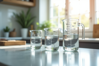 Plan de la cuisine moderne avec pichet d'eau de 400 ml