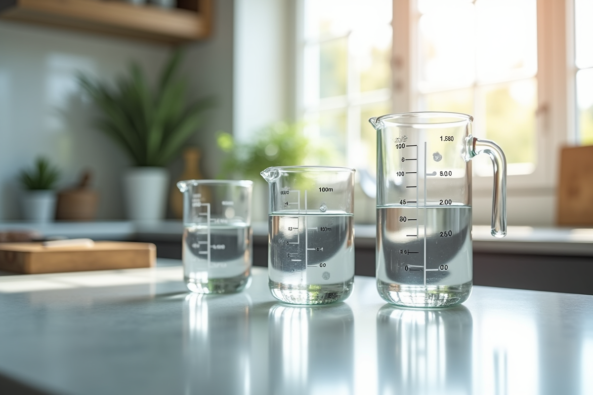 Plan de la cuisine moderne avec pichet d'eau de 400 ml
