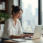 Femme travaillant à son bureau à domicile