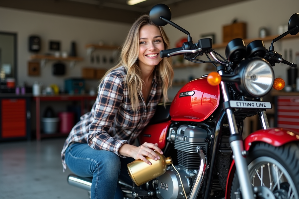 Jeune femme faisant le plein d