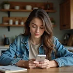 Femme vérifiant ses billets de festival à la maison