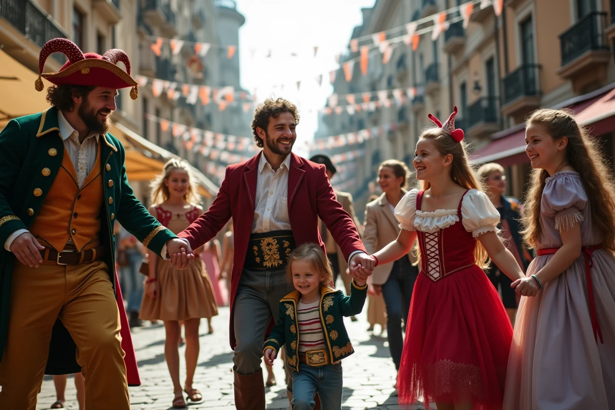 Groupe d adultes et enfants en costumes lors d une fête