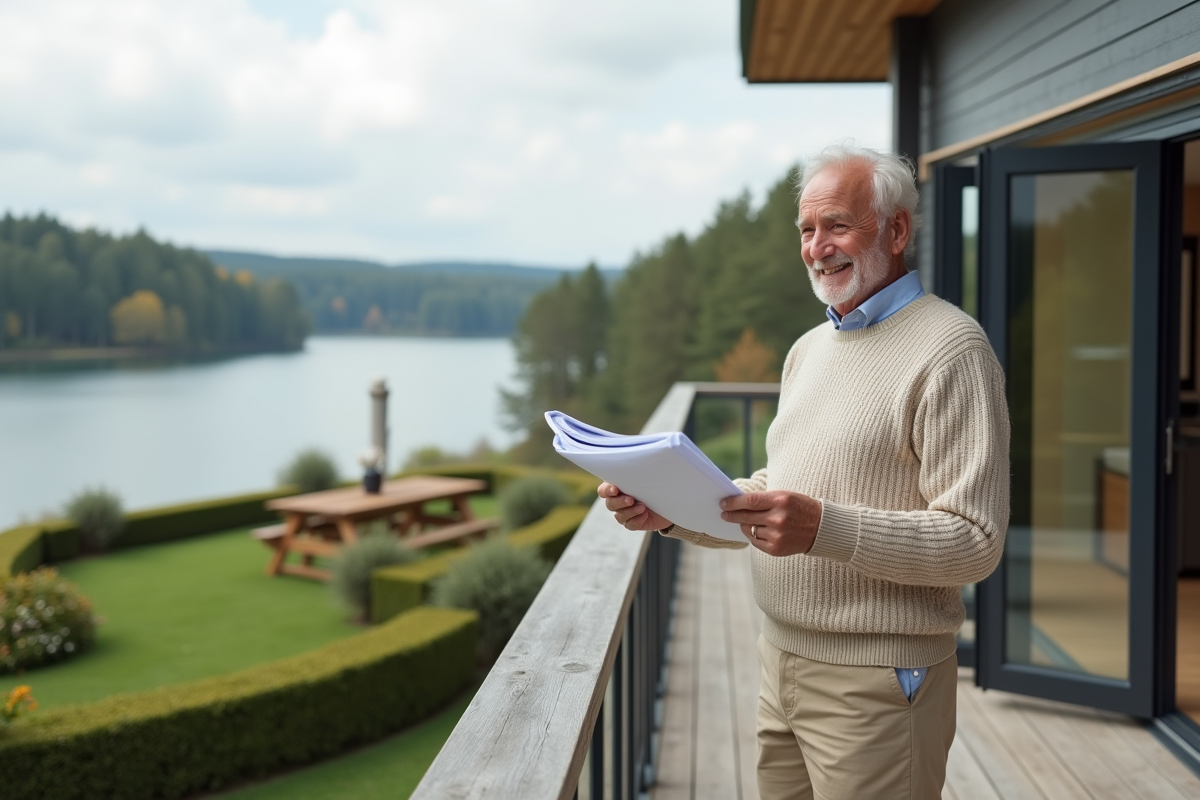 Homme âgé tenant un avis d
