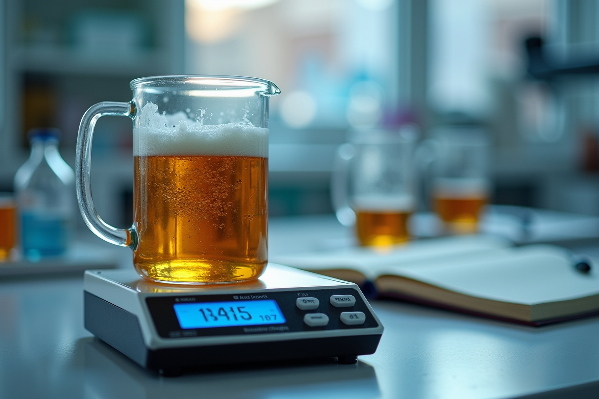 Analyse scientifique d une bière dans un laboratoire