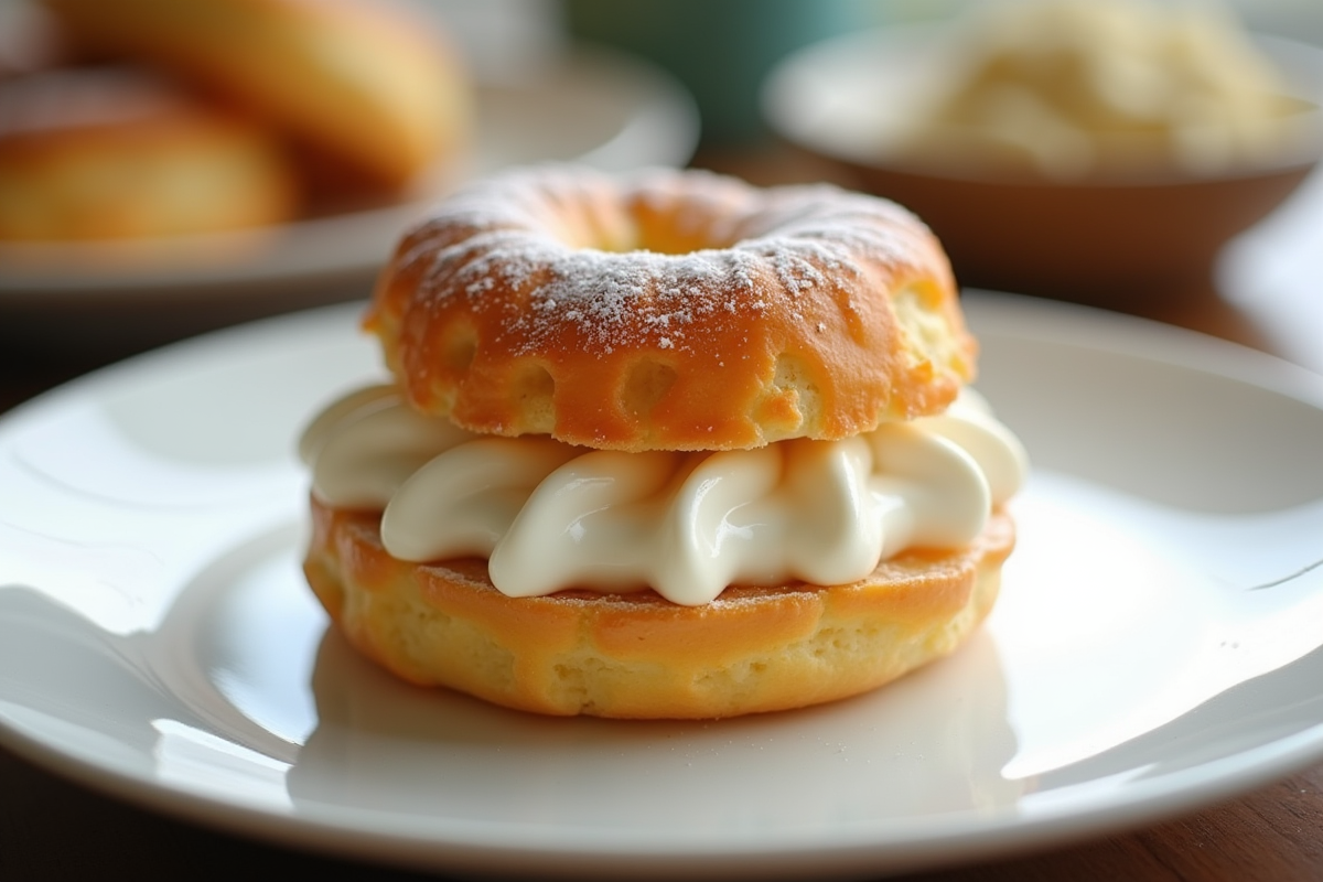ParisBrest praliné sur une assiette blanche